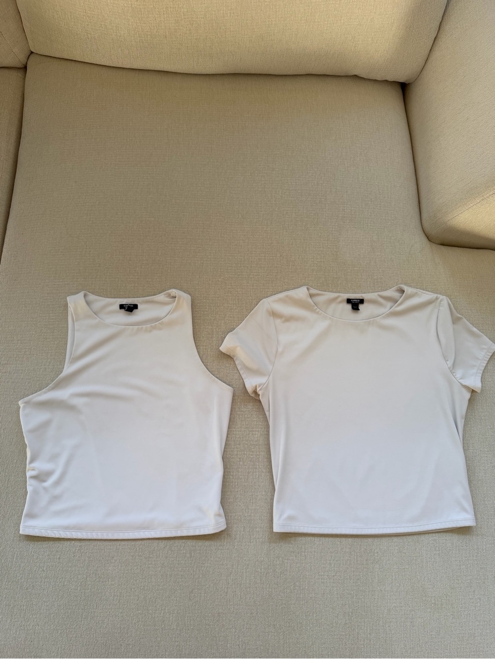 Express White Women's Tank and Short Sleeve Top Duo